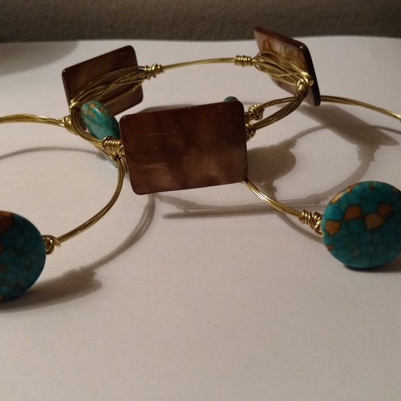 Turquoise & Gold Bracelets - Custom Designed! - Picture 5 of 8
